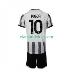 Camisola Juventus Pogba 10 Criança Equipamento Primeiro 2022-2023 Manga Curta